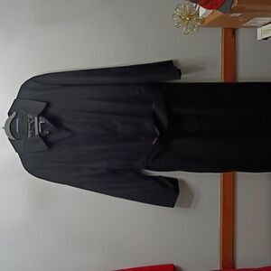 Vintage Chaps Ralph Lauren Black Lined Microfiber Belted Trench Coat Size 46 L